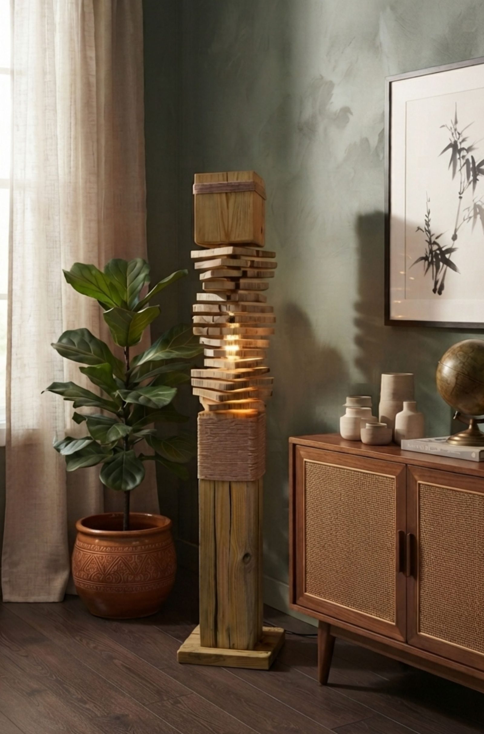 Lampadaire de la collection Empreinte dans un salon